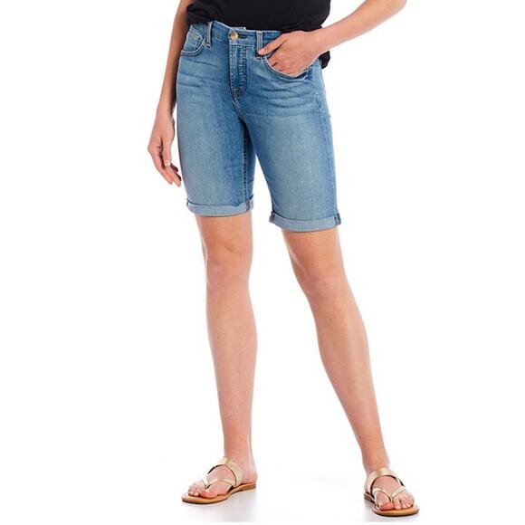 New JEN7 by 7 For All Mankind's Rolled Cuffs Denim Bermuda Shorts - Picture 1 of 9